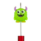 Silicone 3D Focal Beads Green Monster Textured Fur Purple Horns 20pcs 2