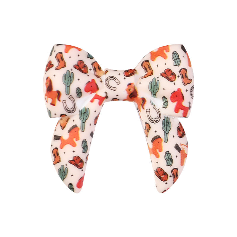 10pcs 3D Bow Printed Silicone Focal Beads