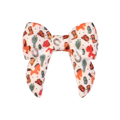 10pcs 3D Bow Printed Silicone Focal Beads