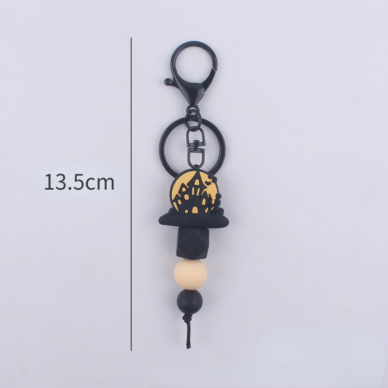 Halloween Silicone Bead Keychain Colorful Spooky Characters Durable 5