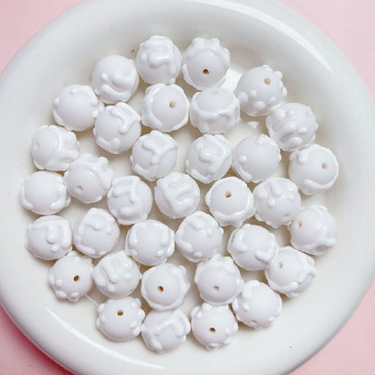 Hand Painted Jelly Bean Acrylic Beads 16mm Cream Colors 10pcs 7