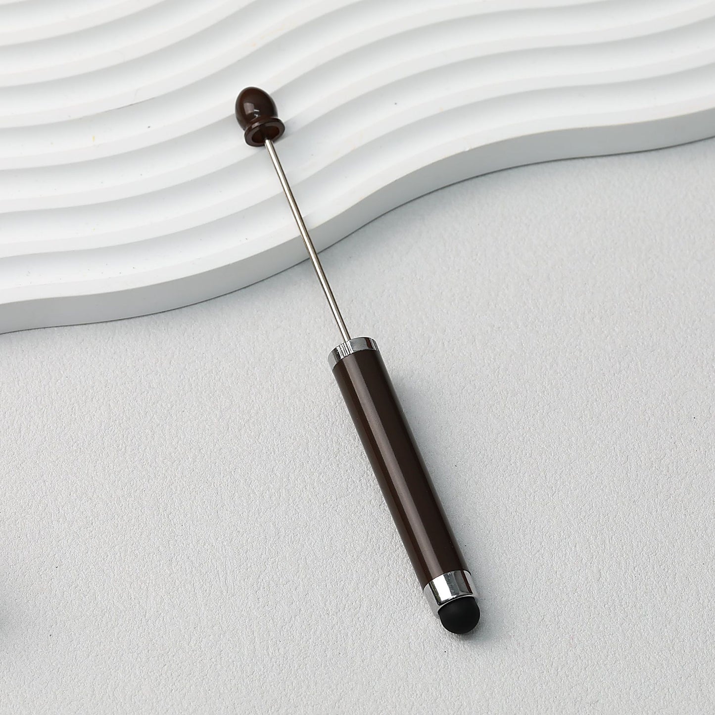 Beadable Stylus Pen Plastic Multi Color 3 in 1 Function - Brown