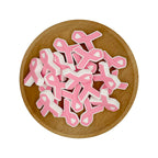 Silicone Focal Beads Pink Ribbon Outlined in White 20pcs 2