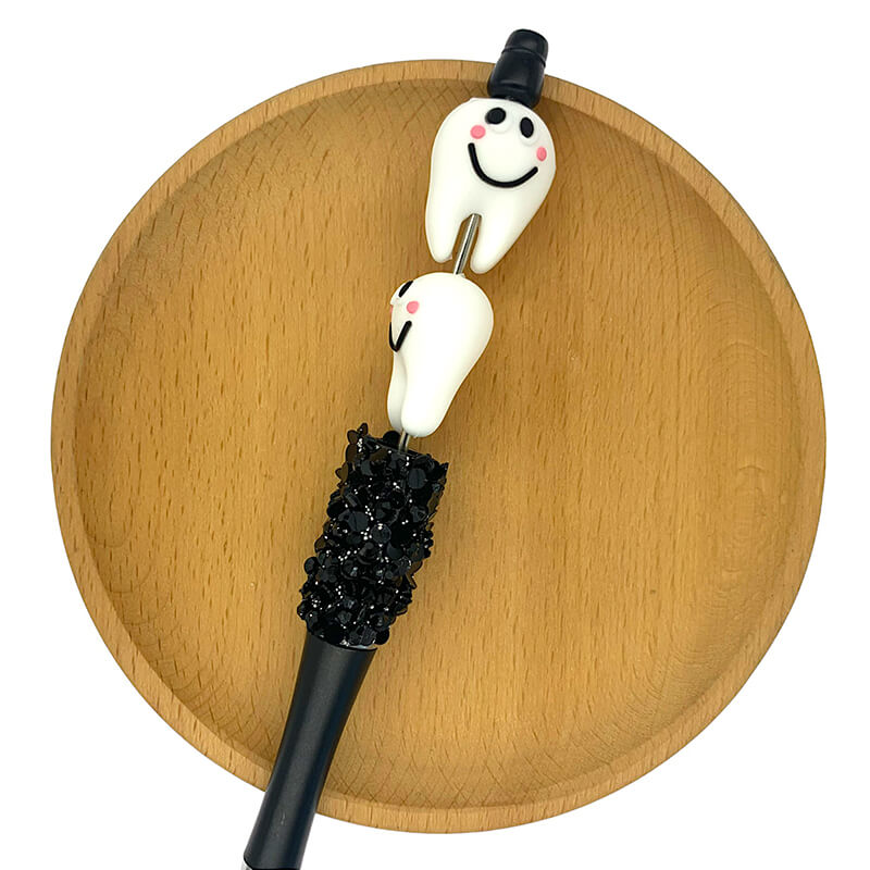 Silicone 3D Focal Beads Smile Tooth Playful Face Cheeks 2