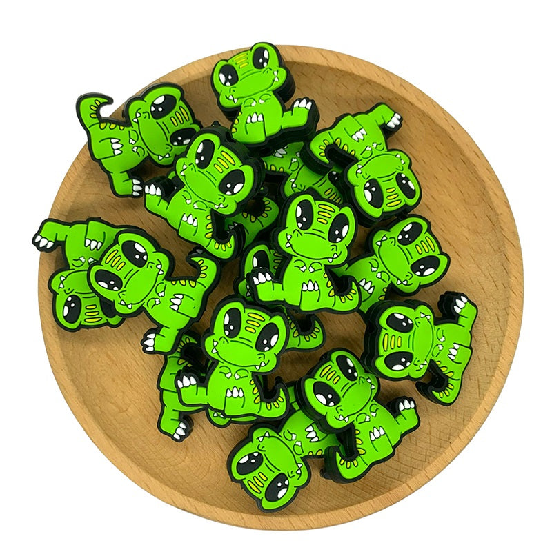 Silicone Focal Beads Dinosaur Sitting Pose 20pcs 2