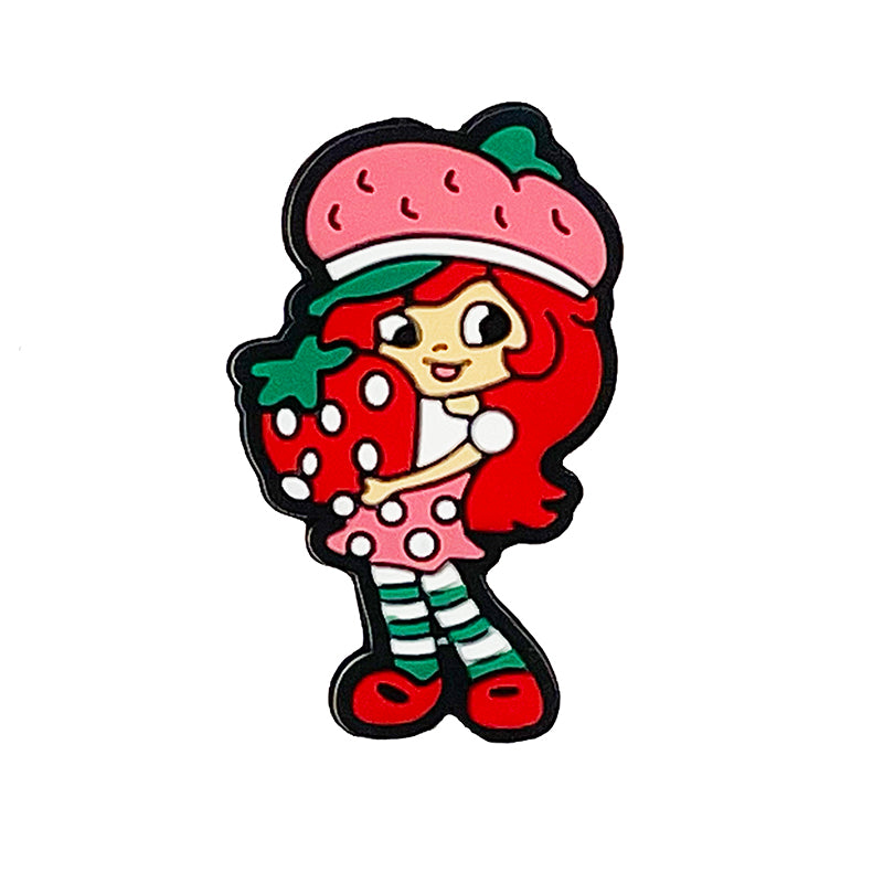 Silicone Focal Beads Strawberry Girl Holding Strawberry 20pcs