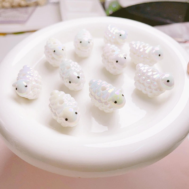 Glossy Dog Sheep Acrylic Beads 25mm Pastel Colors 2pcs 11
