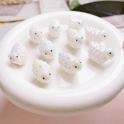 Glossy Dog Sheep Acrylic Beads 25mm Pastel Colors 2pcs 11