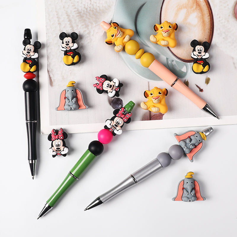 Silicone 3D Focal Beads Disney Mickey Minnie Simba Dumbo Front Facing 20pcs 5