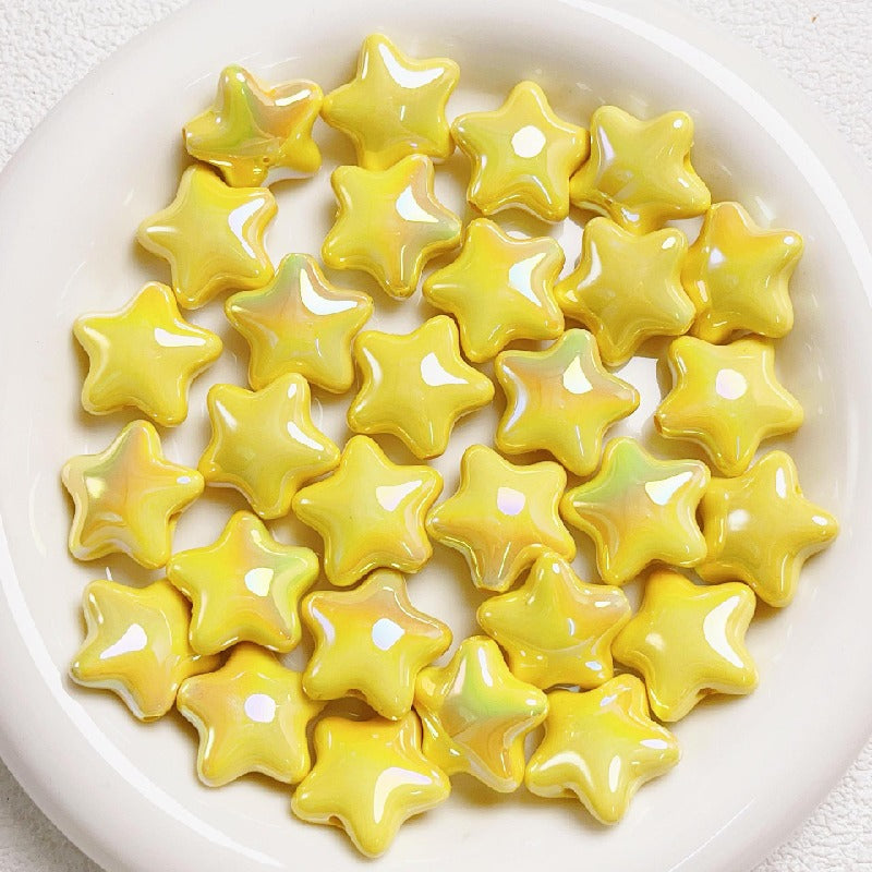 Opaque Star Acrylic Beads 22mm Glossy Colorful 10pcs 12