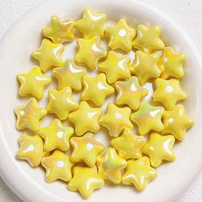 Opaque Star Acrylic Beads 22mm Glossy Colorful 10pcs 12