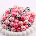 Plating Round Heart Acrylic Beads 16mm 20mm UV Valentine Print 20pcs 2