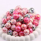 Plating Round Heart Acrylic Beads 16mm 20mm UV Valentine Print 20pcs 2