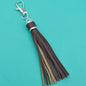 PU Leather Tassel Keychain 9cm Strips Silver Lobster Clasp 25