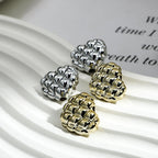 Plating Heart Acrylic Beads 17mm Metallic Gold Silver Waffle 50pcs 4