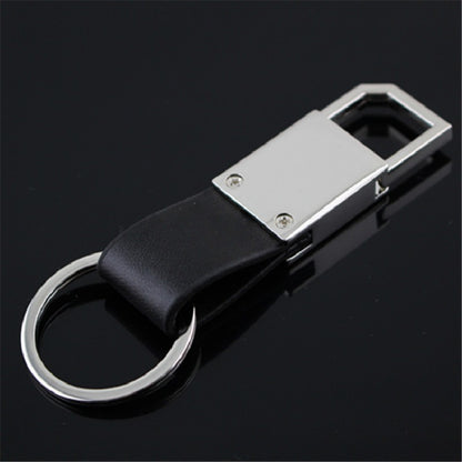 Leather Bevel Pull Ring Keychain Black PU Leather Minimalist Design 4