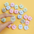 Silicone Focal Beads Frog Smiling Face Pastel Colors 20pcs