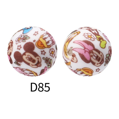 15mm Silicone Beads Rhombus Printed Design 50pcs 48