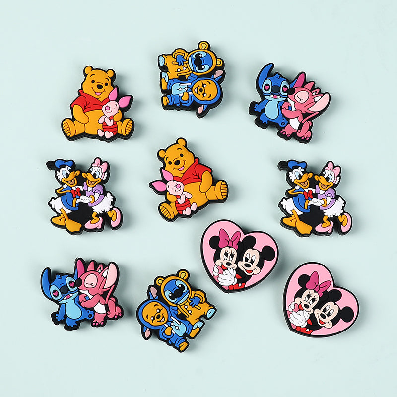 Silicone Focal Beads Disney Mickey Minnie Pooh Bear Heart 20pcs 4