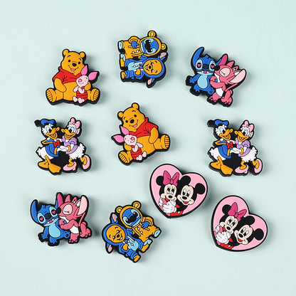Silicone Focal Beads Disney Mickey Minnie Pooh Bear Heart 20pcs 4