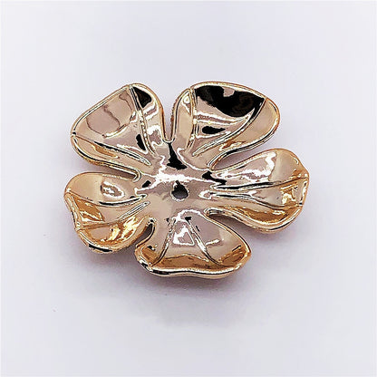 Imitation Shell Flower Acrylic Beads 23-40mm Golden Shine 50pcs 3
