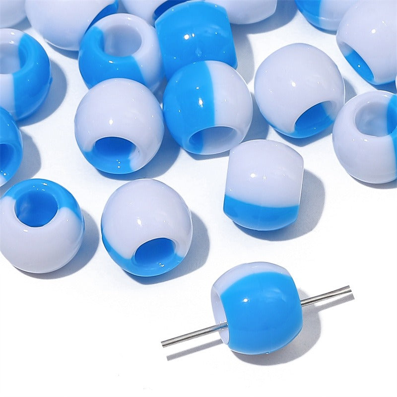 Large Hole Acrylic Beads 12mm Two-Tone Mixed Colors 60pcs 13