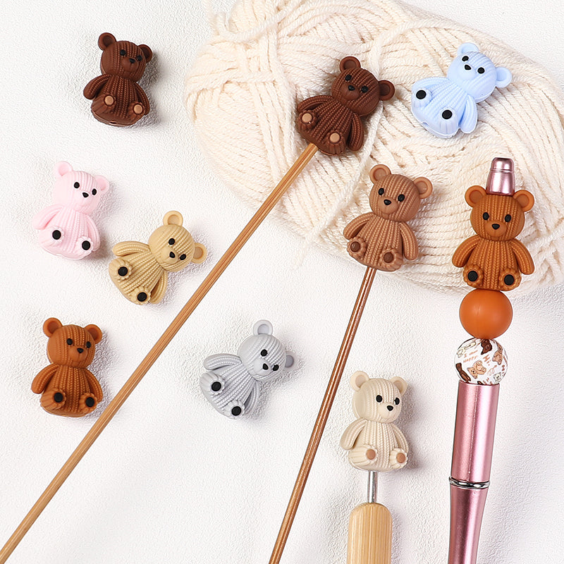 3D Cute Sweater Bear Silicone Focal Beads 20pcs 2