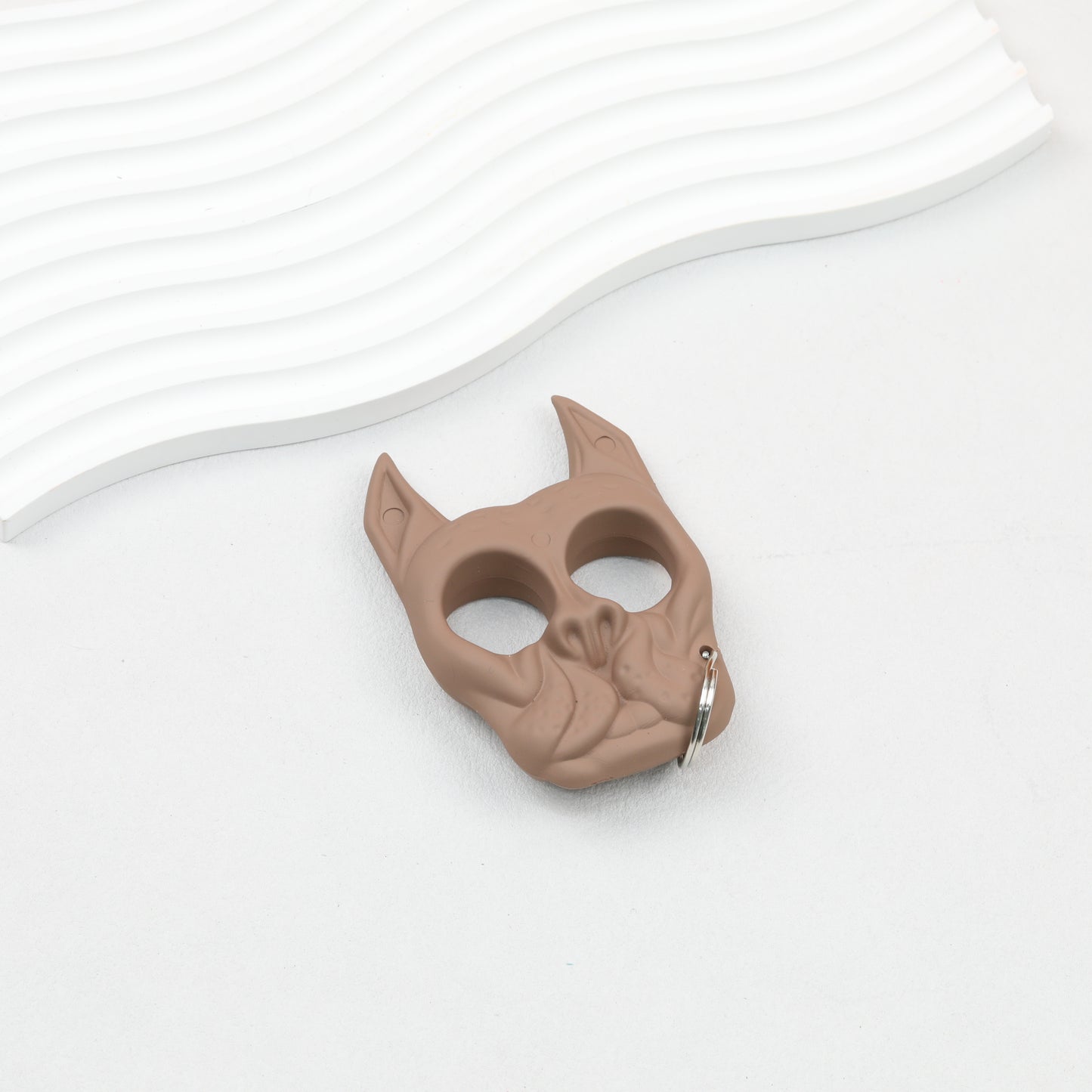 Self Defense Finger Lock Ring Dog Head Keychain Plastic 9x6cm