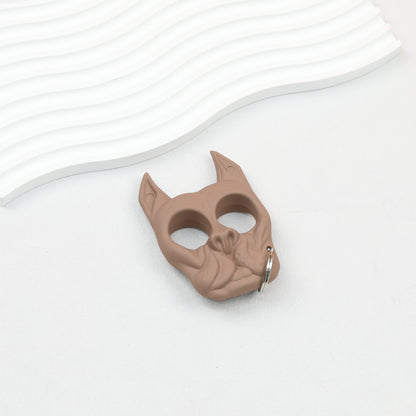 Self Defense Finger Lock Ring Dog Head Keychain Plastic 9x6cm