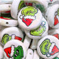 Flat Double-sided Print Acrylic Beads 22mm Grinch Design 50pcs