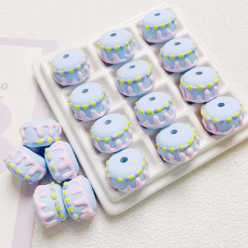 Painted Cake Acrylic Beads 14x20mm Colorful Dripping Icing 10pcs 11