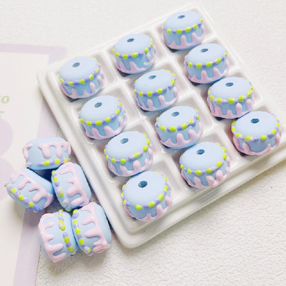 Painted Cake Acrylic Beads 14x20mm Colorful Dripping Icing 10pcs 11