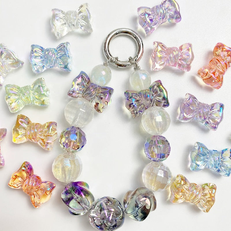 Transparent Bow Knot Acrylic Beads 14x26mm Iridescent 50pcs 4