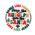 Silicone Focal Beads Rudolph Santa Printed Text Holiday Message