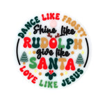 Silicone Focal Beads Rudolph Santa Printed Text Holiday Message