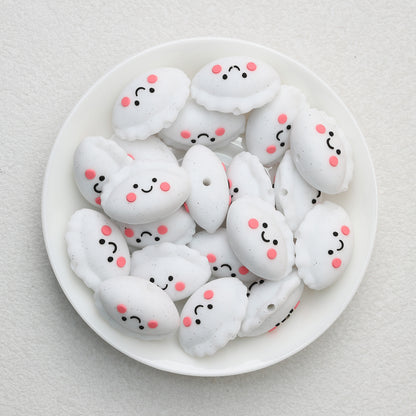 Cute 3D Glitter Dumpling Silicone Focal Beads 20pcs 7