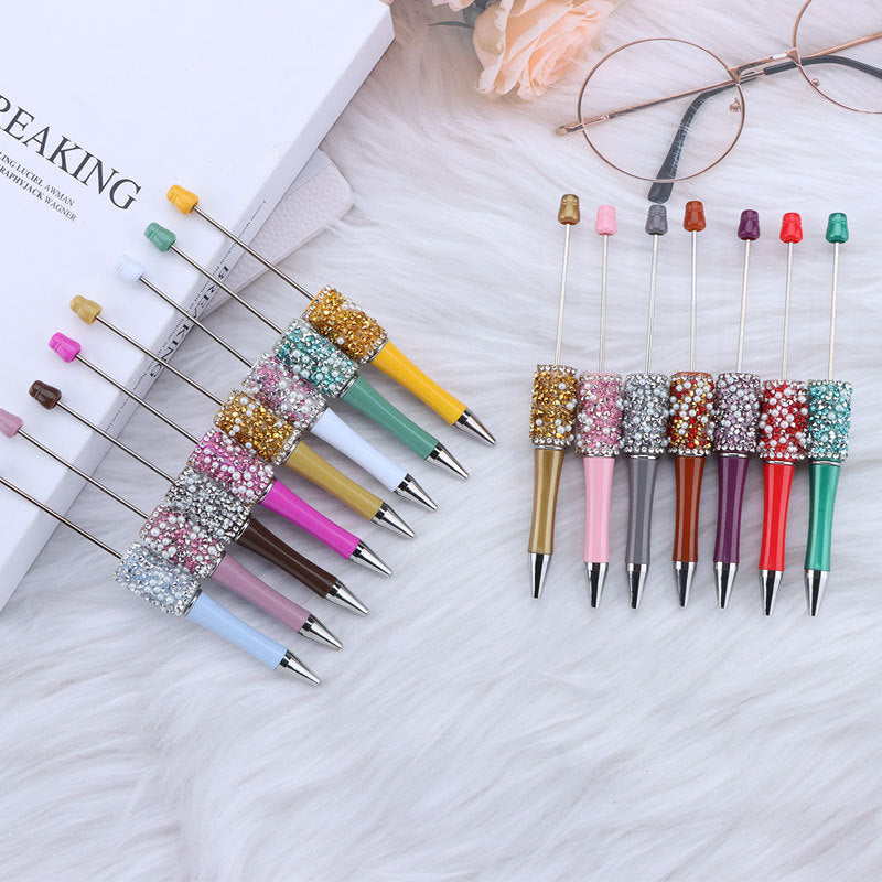Beadable Pens with Pearl Rhinestone Decorations Colorful