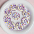 Hand Painted Donut Acrylic Beads 27x30mm Colorful Icing 5pcs 6