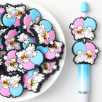  Valentine Pink Blue Gemini Silicone Focal Beads 20Pcs