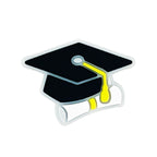 Silicone Focal Beads Graduation Cap Black Mortarboard Yellow Tassel 20pcs