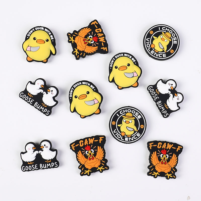 Cute Alphabet Chick Duck Silicone Focal Beads 20pcs
