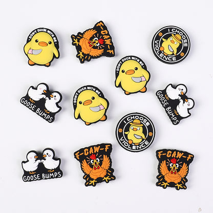 Cute Alphabet Chick Duck Silicone Focal Beads 20pcs