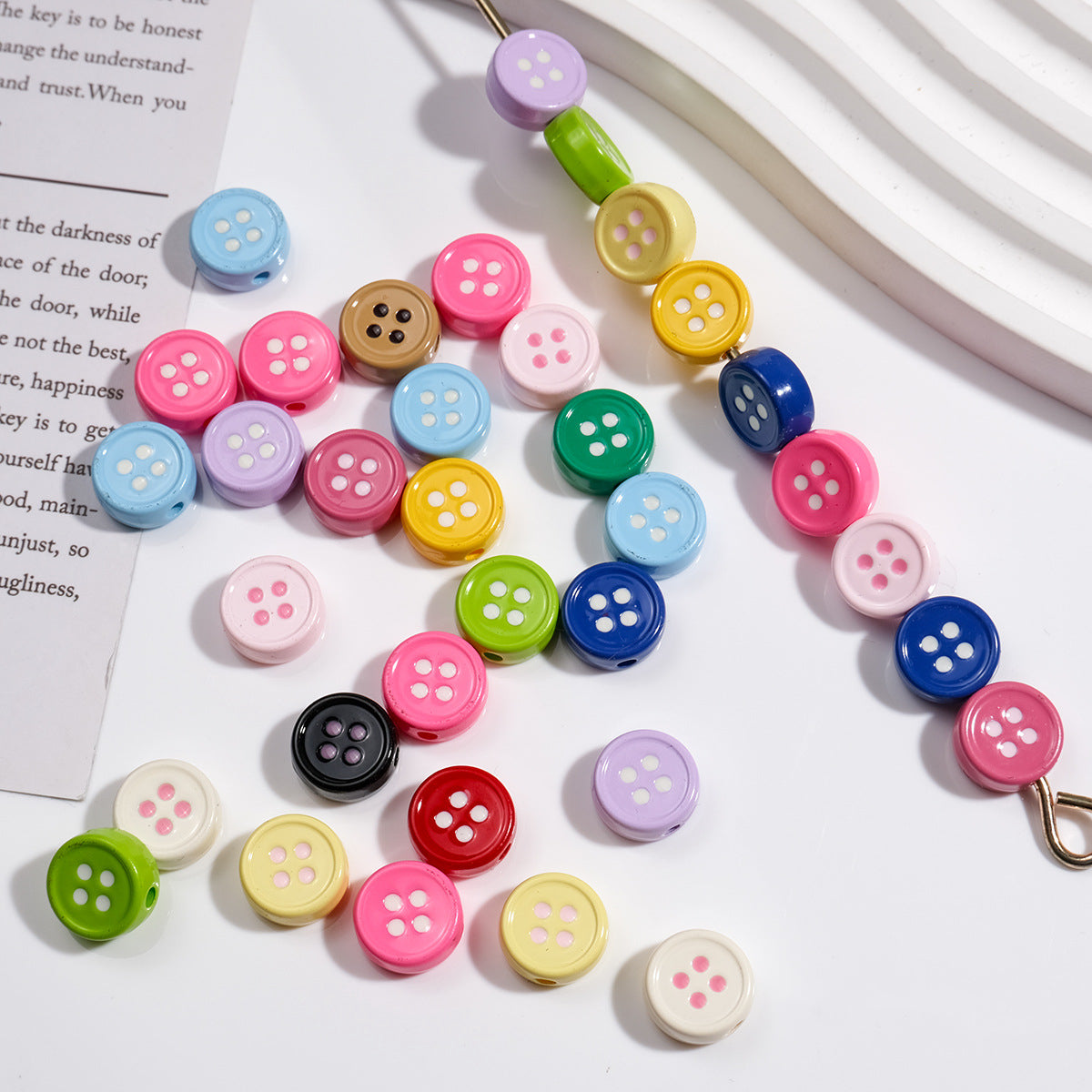 Painted Button Acrylic Beads 12mm Glossy Baked Paint 50pcs 2