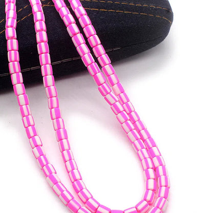 Cylindrical Clay Beads 6mm Two-Color Striped Matte Finish 10strands 630pcs 12