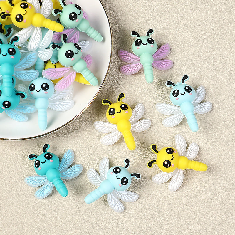 3D Cute Dragonfly Silicone Focal Beads 20Pcs 