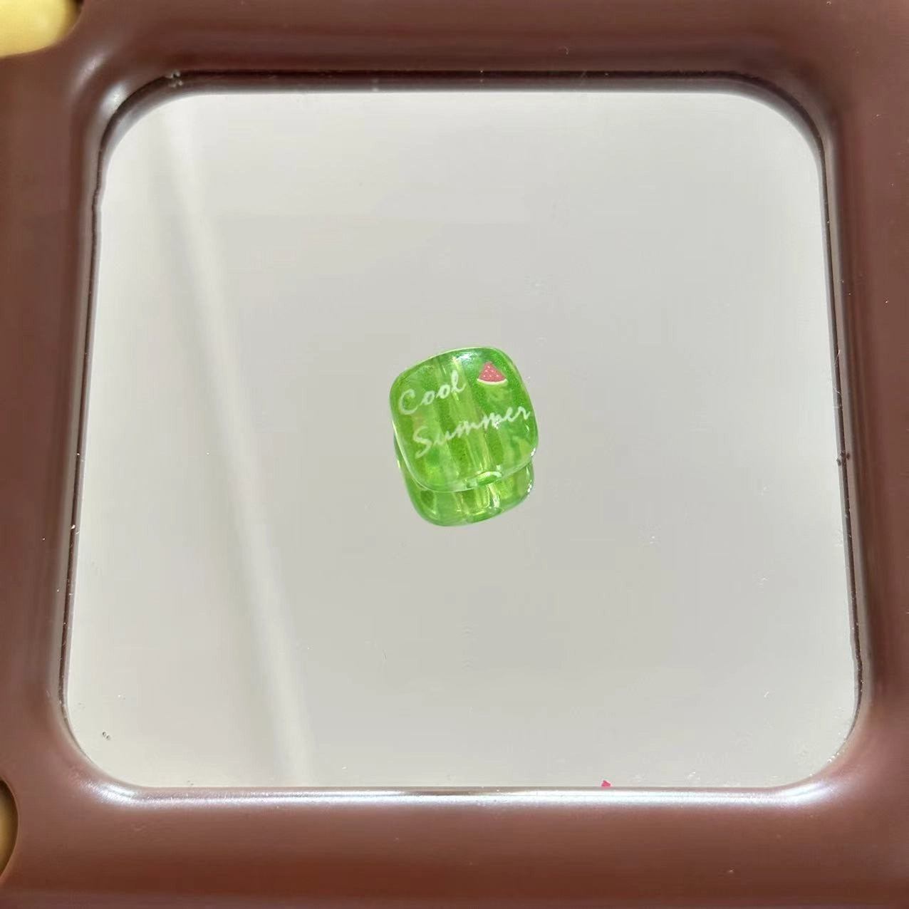 Transparent Square Acrylic Beads 16mm Watermelon Bear Designs 10pcs 7