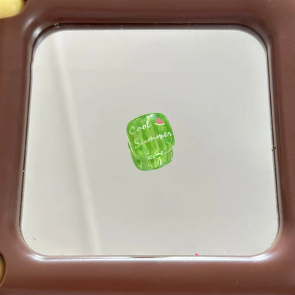 Transparent Square Acrylic Beads 16mm Watermelon Bear Designs 10pcs 7