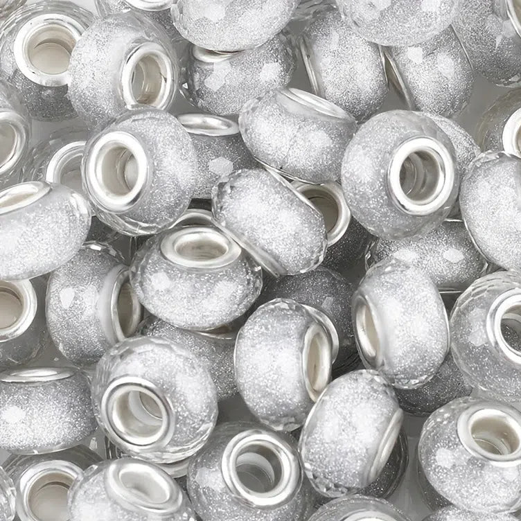 Faceted Glitter Resin Spacer Beads 14mm Mixed Colors 50pcs 7
