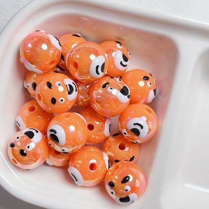 Hand Painted Bear Round Acrylic Beads 16mm Pastel Colors 10pcs 5