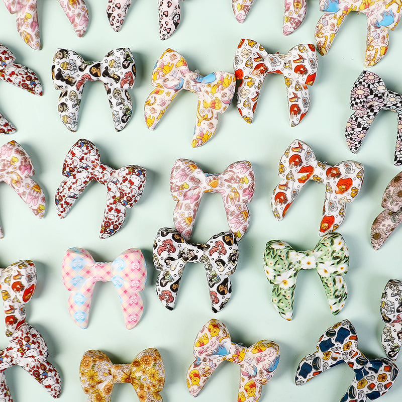 10pcs 3D Bow Printed Silicone Focal Beads